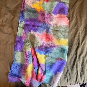 Hand dyed silk multi-color scarf